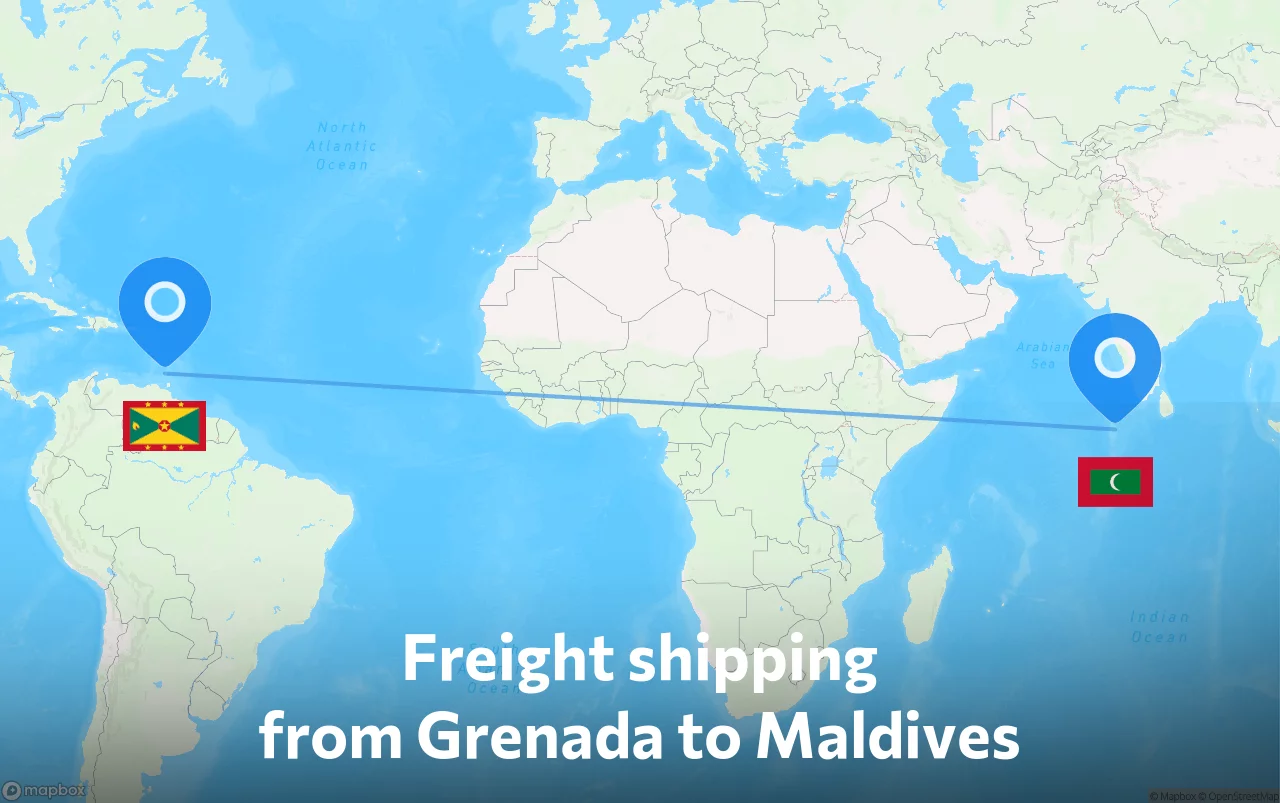 Shipping route from Grenada to Maldives