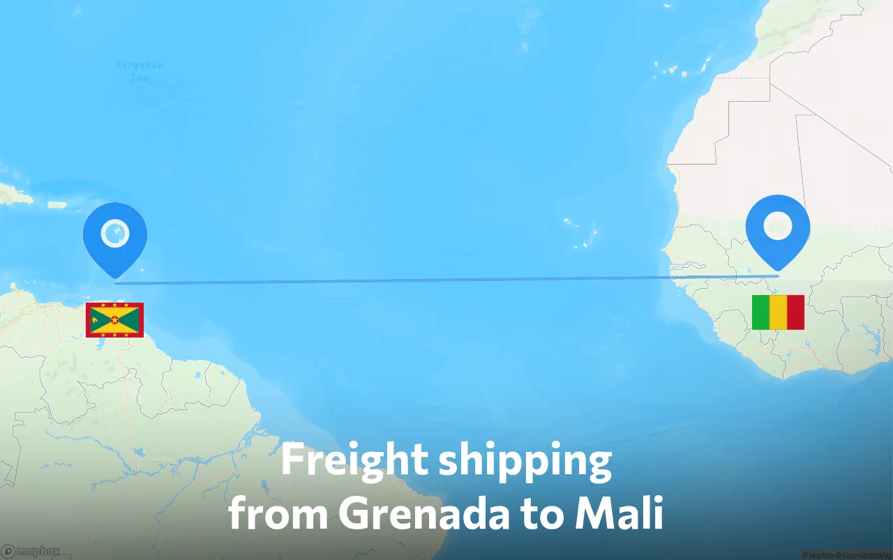 Shipping route from Grenada to Mali