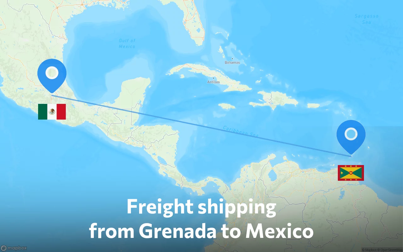 Shipping route from Grenada to Mexico