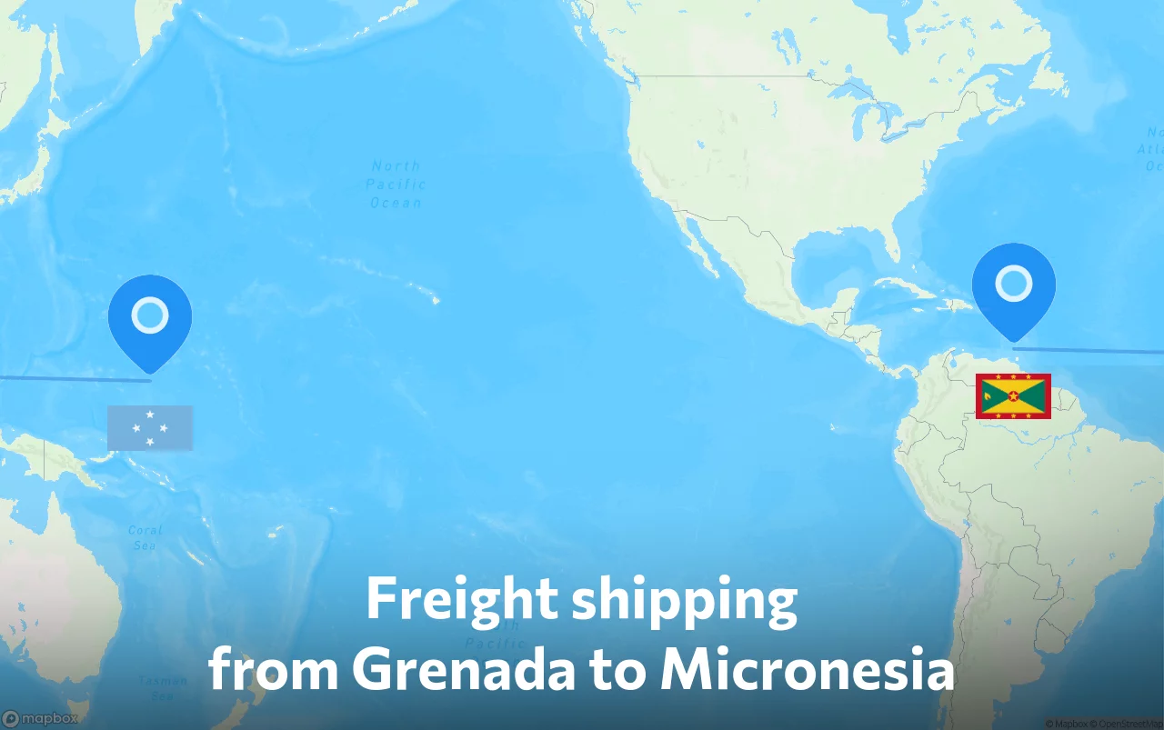 Shipping route from Grenada to Micronesia