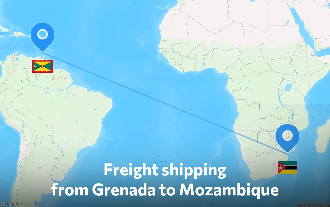Shipping route from Grenada to Mozambique