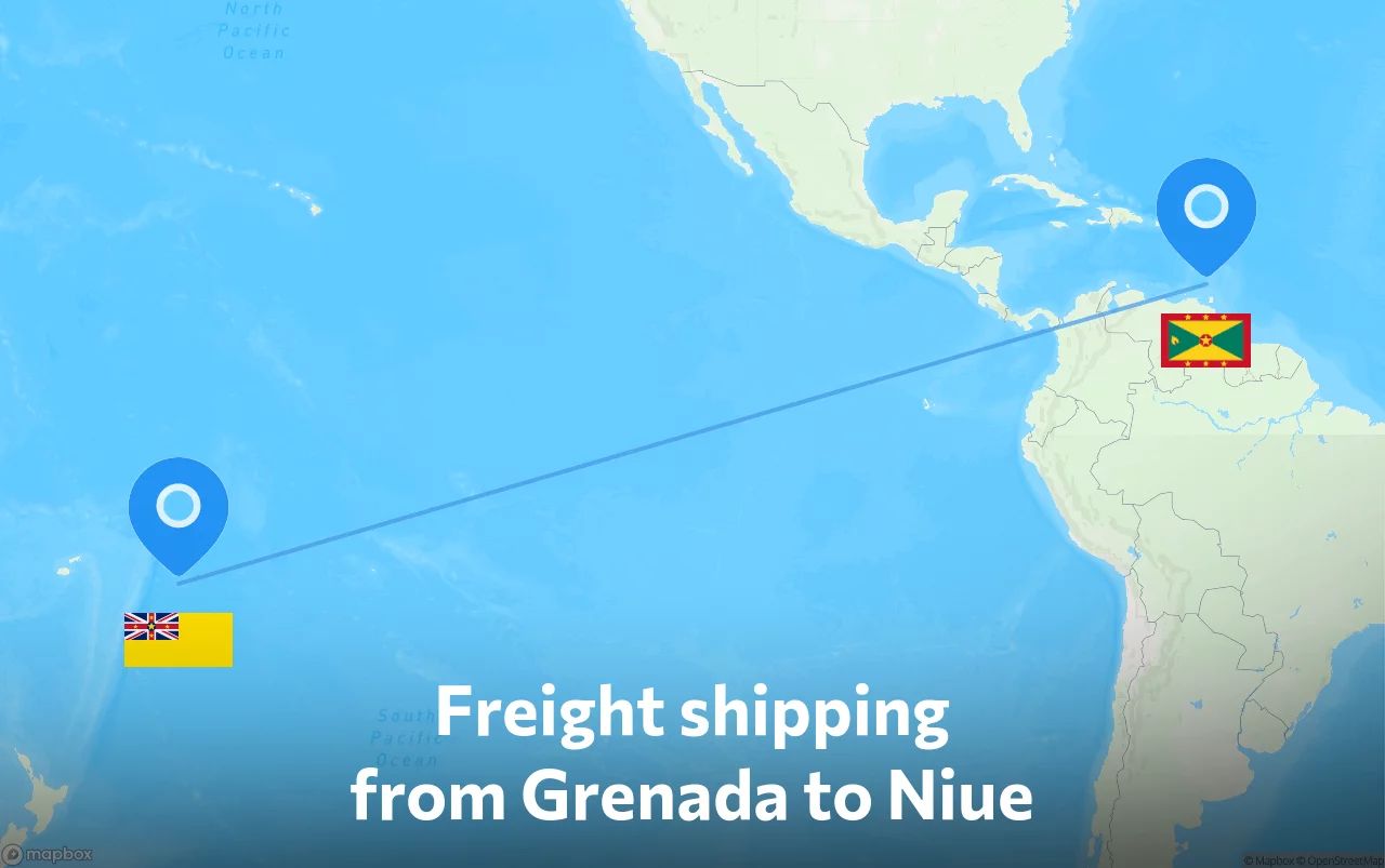 Shipping route from Grenada to Niue