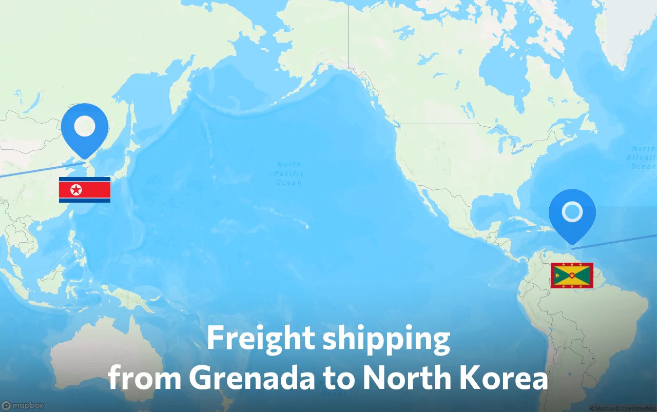 Shipping route from Grenada to North Korea