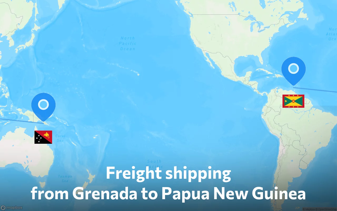 Shipping route from Grenada to Papua New Guinea