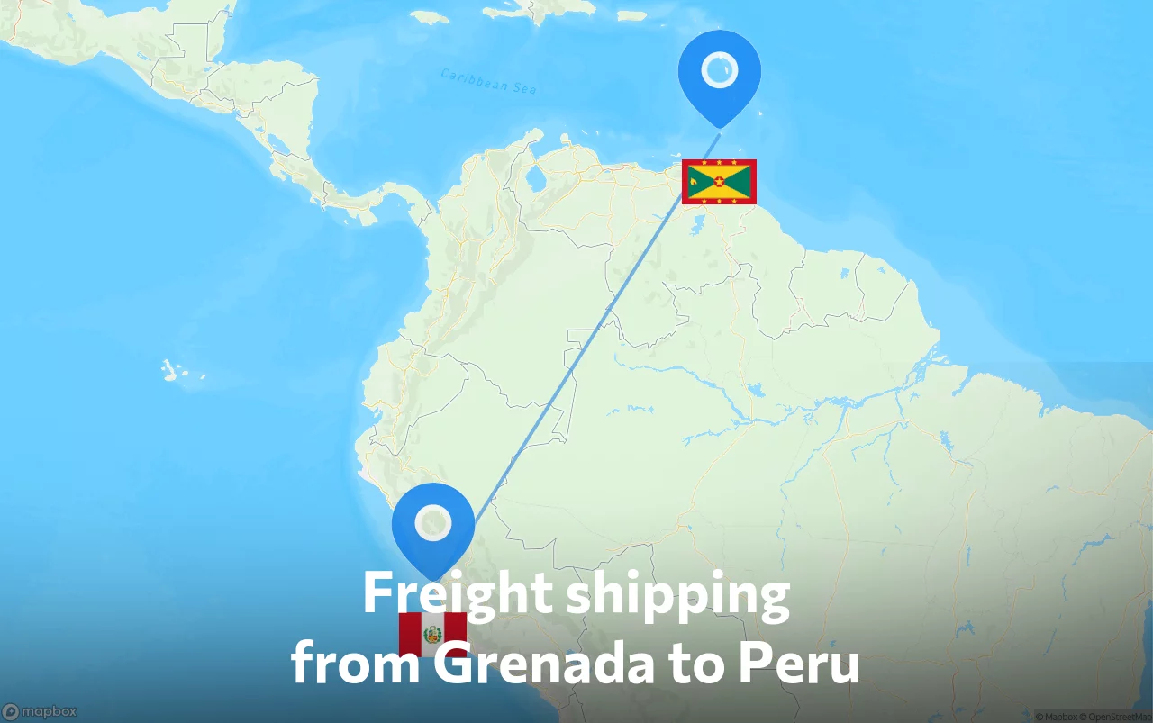 Shipping route from Grenada to Peru