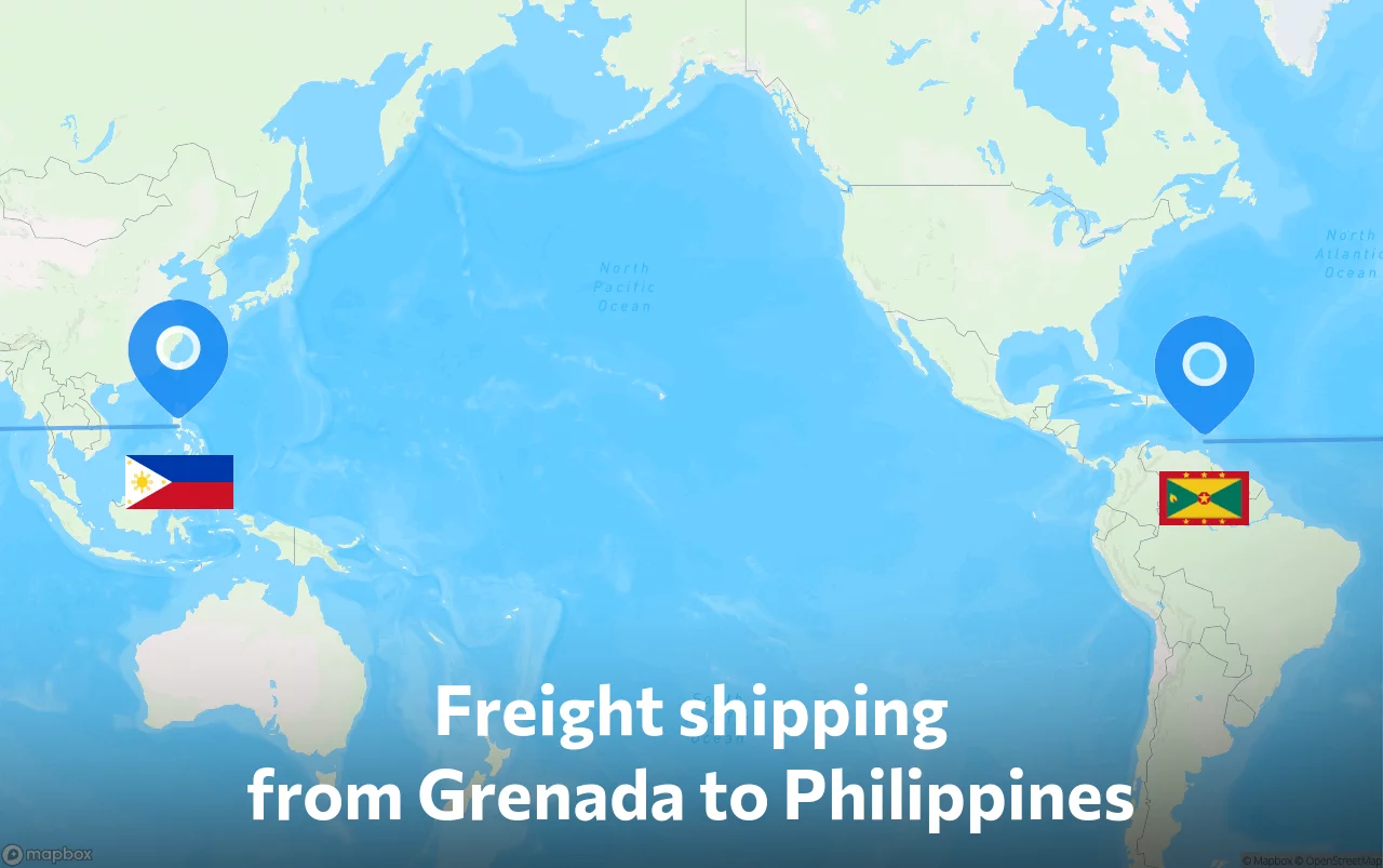 Shipping route from Grenada to Philippines
