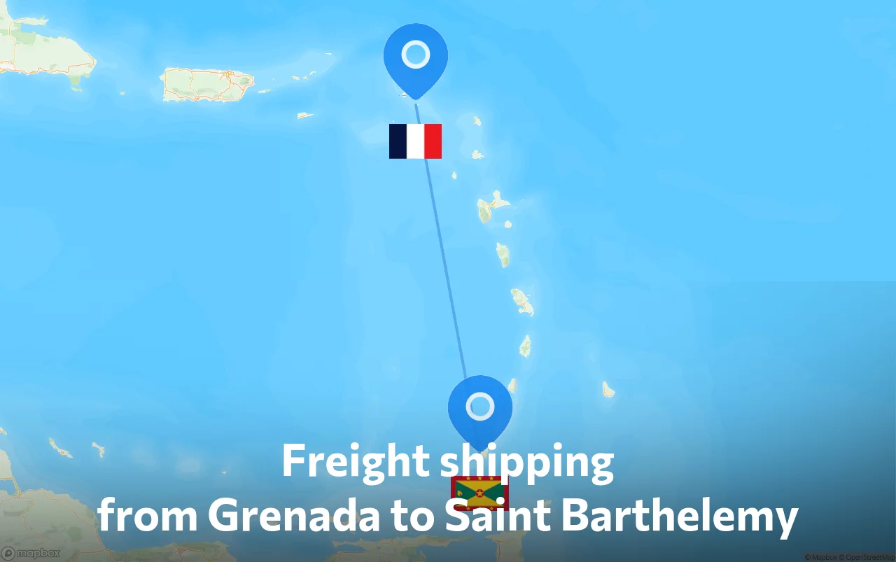 Shipping route from Grenada to Saint Barthelemy