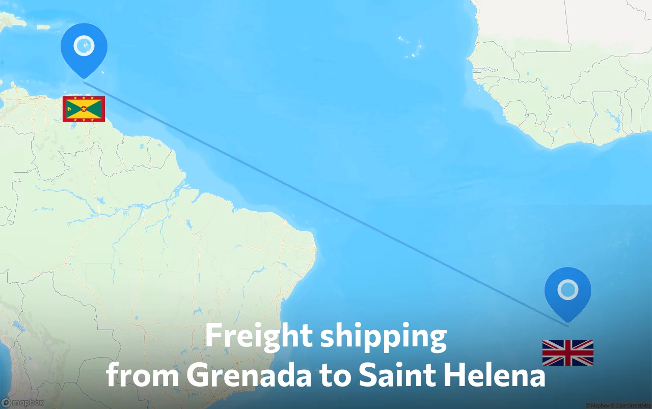 Shipping route from Grenada to Saint Helena