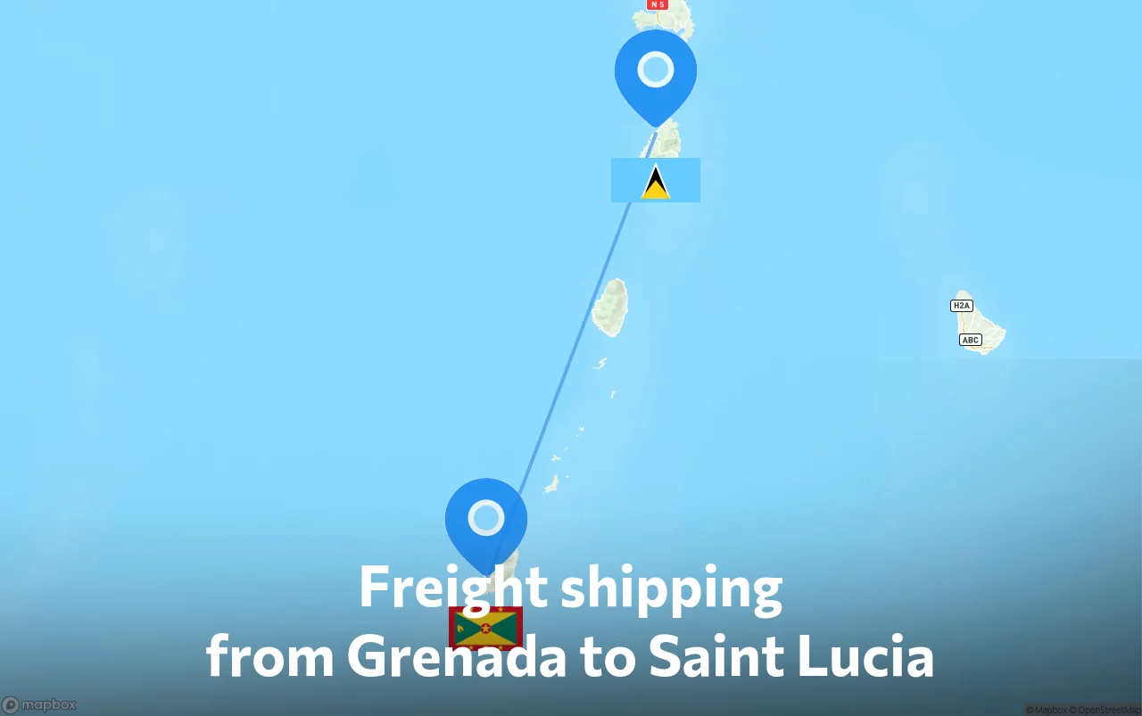 Shipping route from Grenada to Saint Lucia