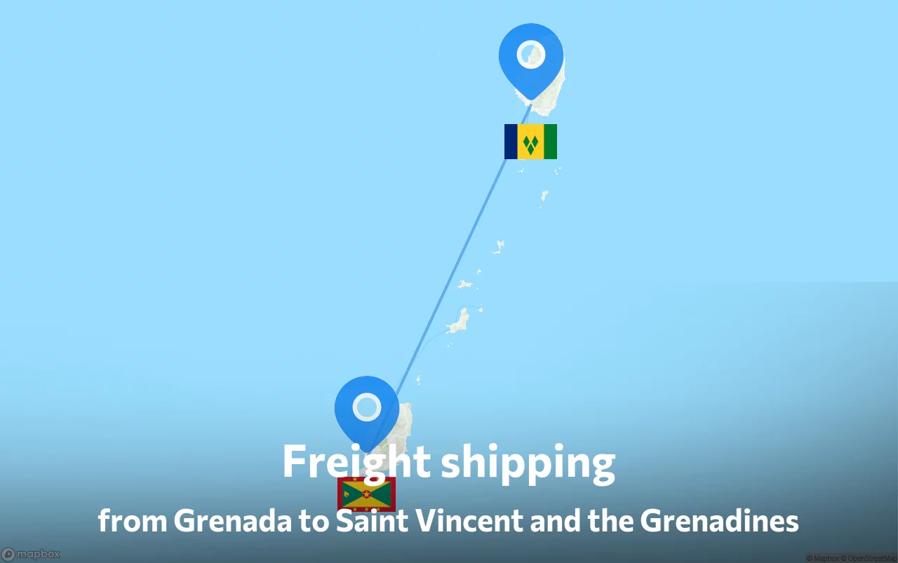 Shipping route from Grenada to Saint Vincent and the Grenadines