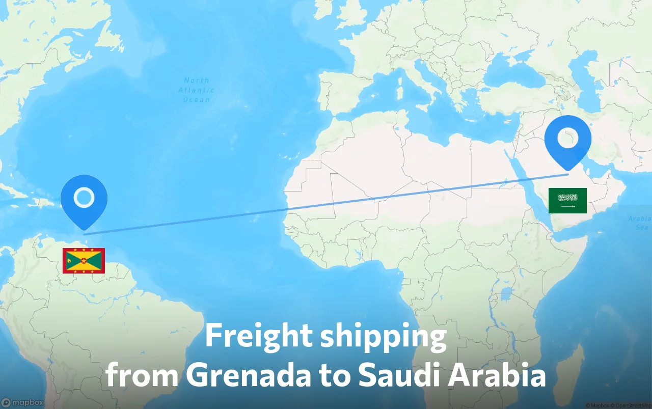Shipping route from Grenada to Saudi Arabia