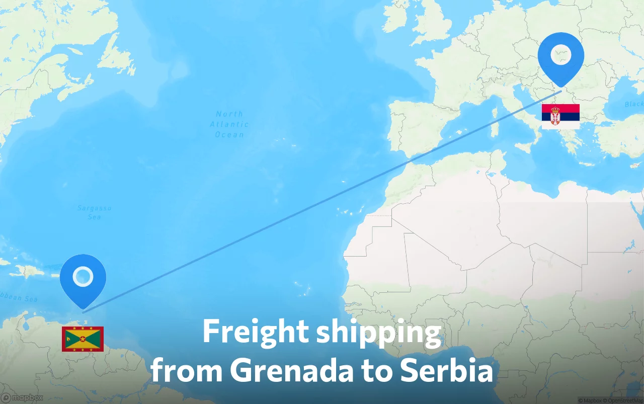 Shipping route from Grenada to Serbia