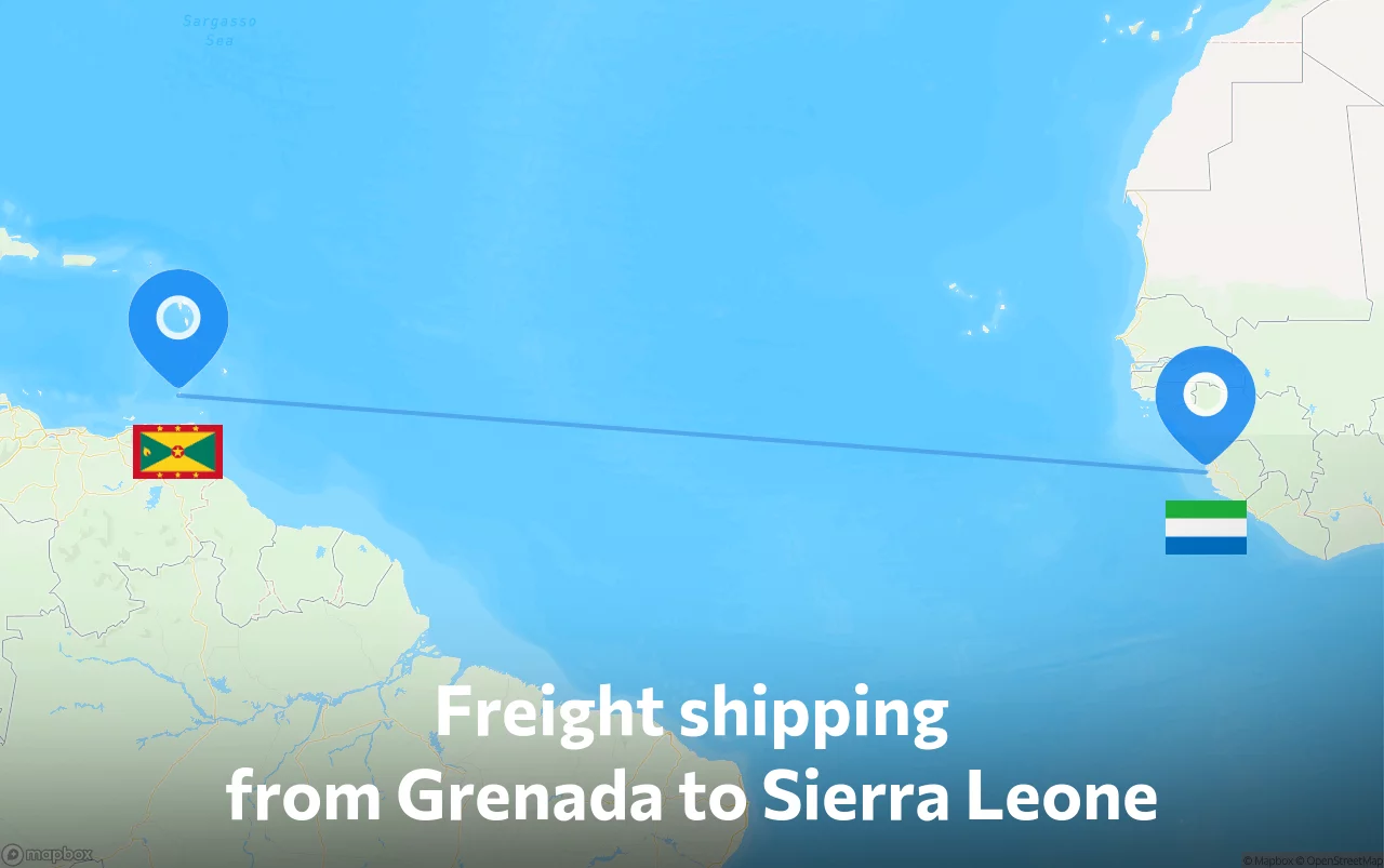 Shipping route from Grenada to Sierra Leone