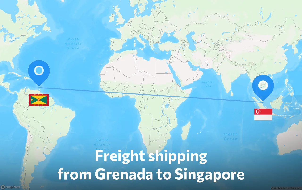 Shipping route from Grenada to Singapore