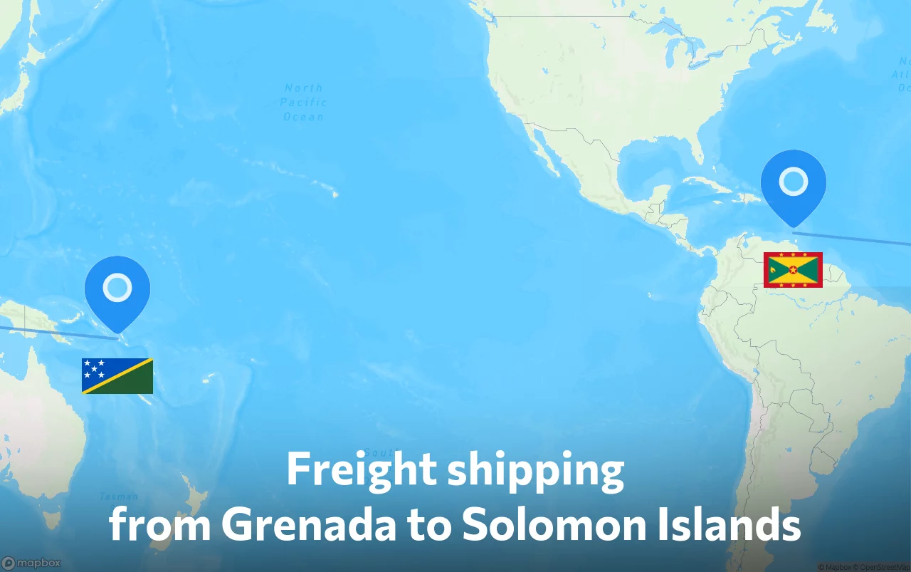 Shipping route from Grenada to Solomon Islands