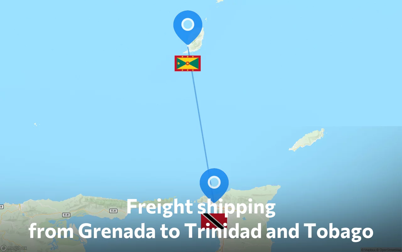 Shipping route from Grenada to Trinidad and Tobago