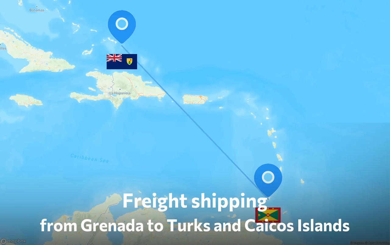 Shipping route from Grenada to Turks and Caicos Islands