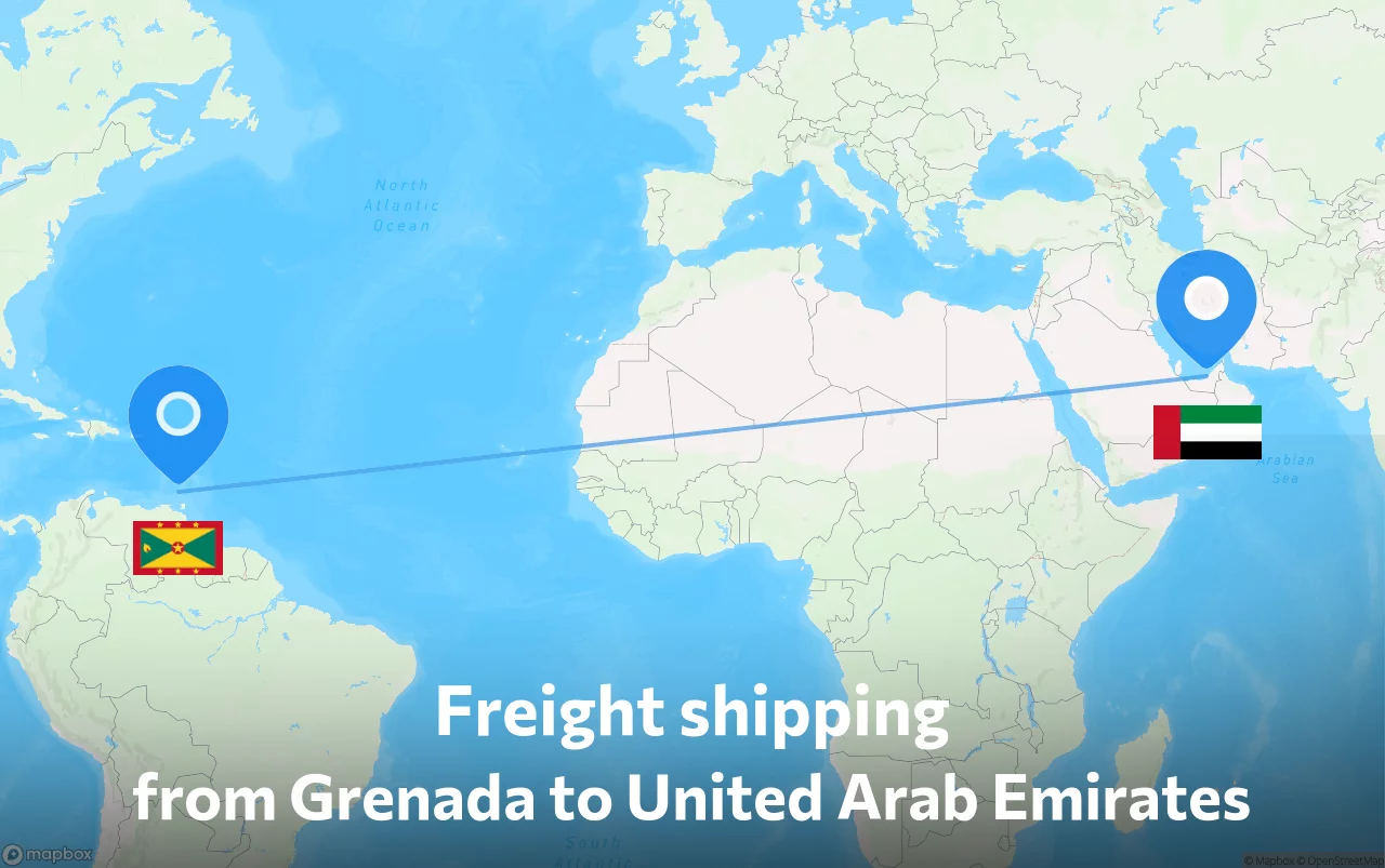 Shipping route from Grenada to United Arab Emirates