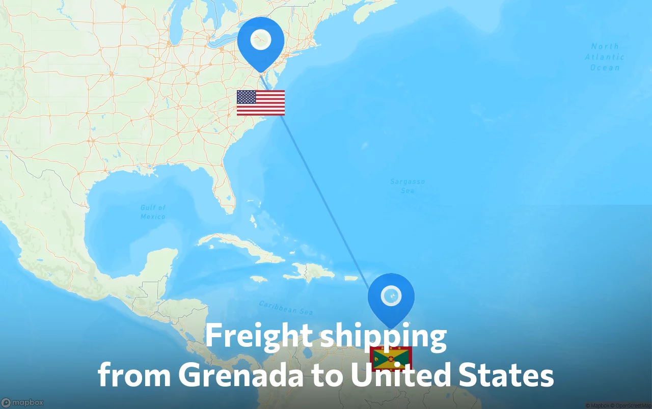 Shipping route from Grenada to United States