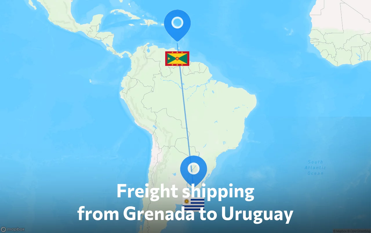 Shipping route from Grenada to Uruguay