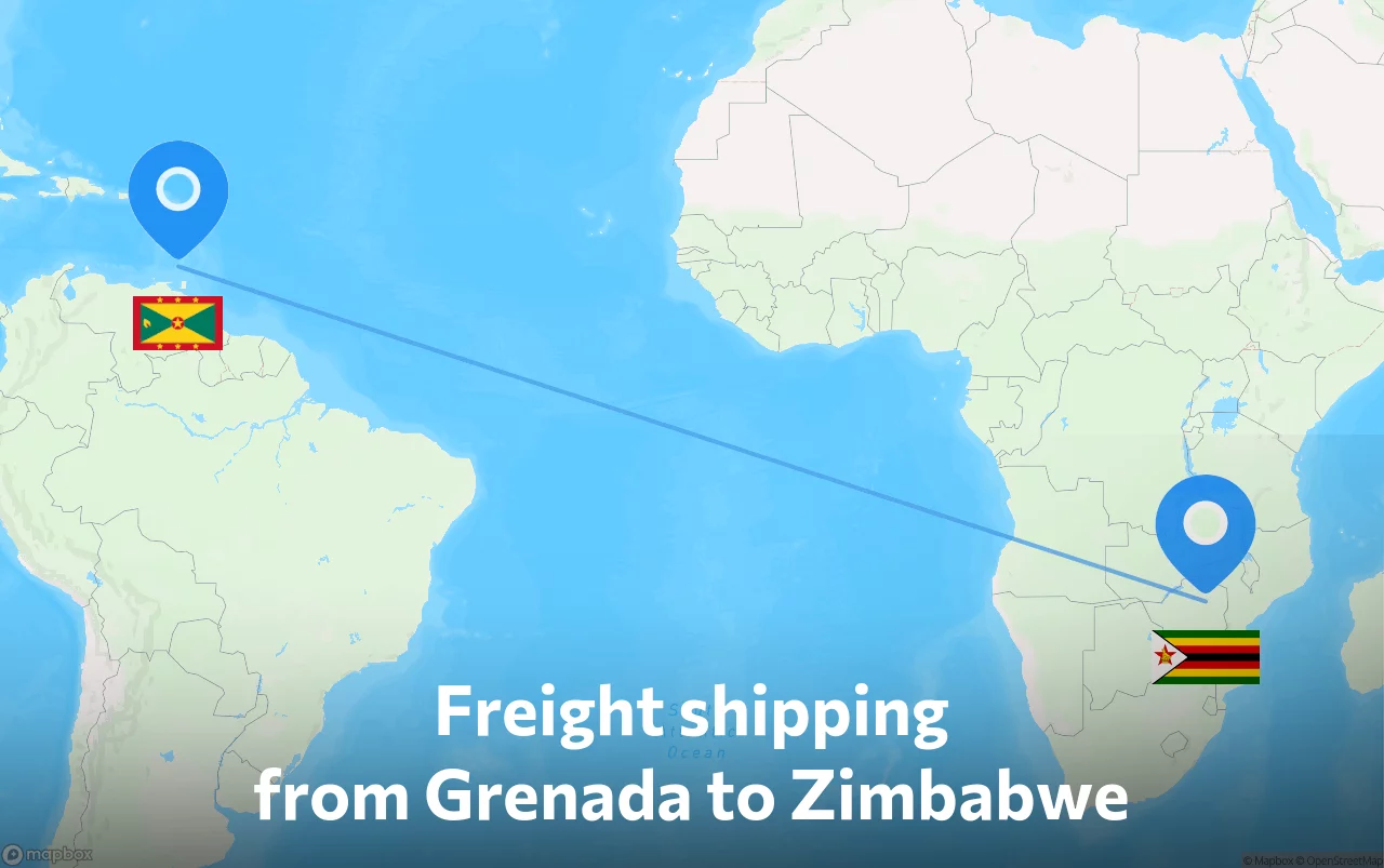 Shipping route from Grenada to Zimbabwe