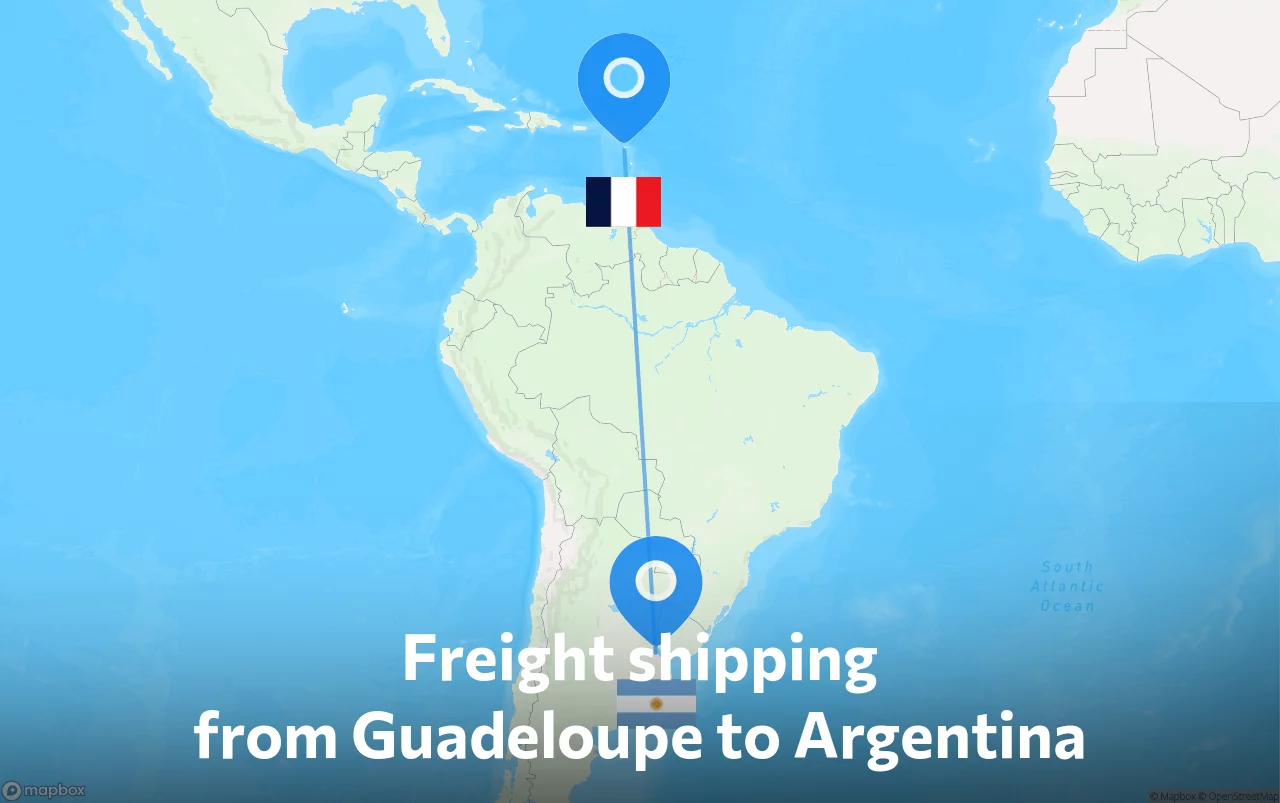Shipping route from Guadeloupe to Argentina