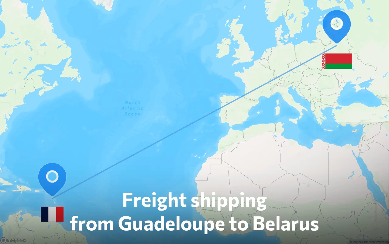 Shipping route from Guadeloupe to Belarus