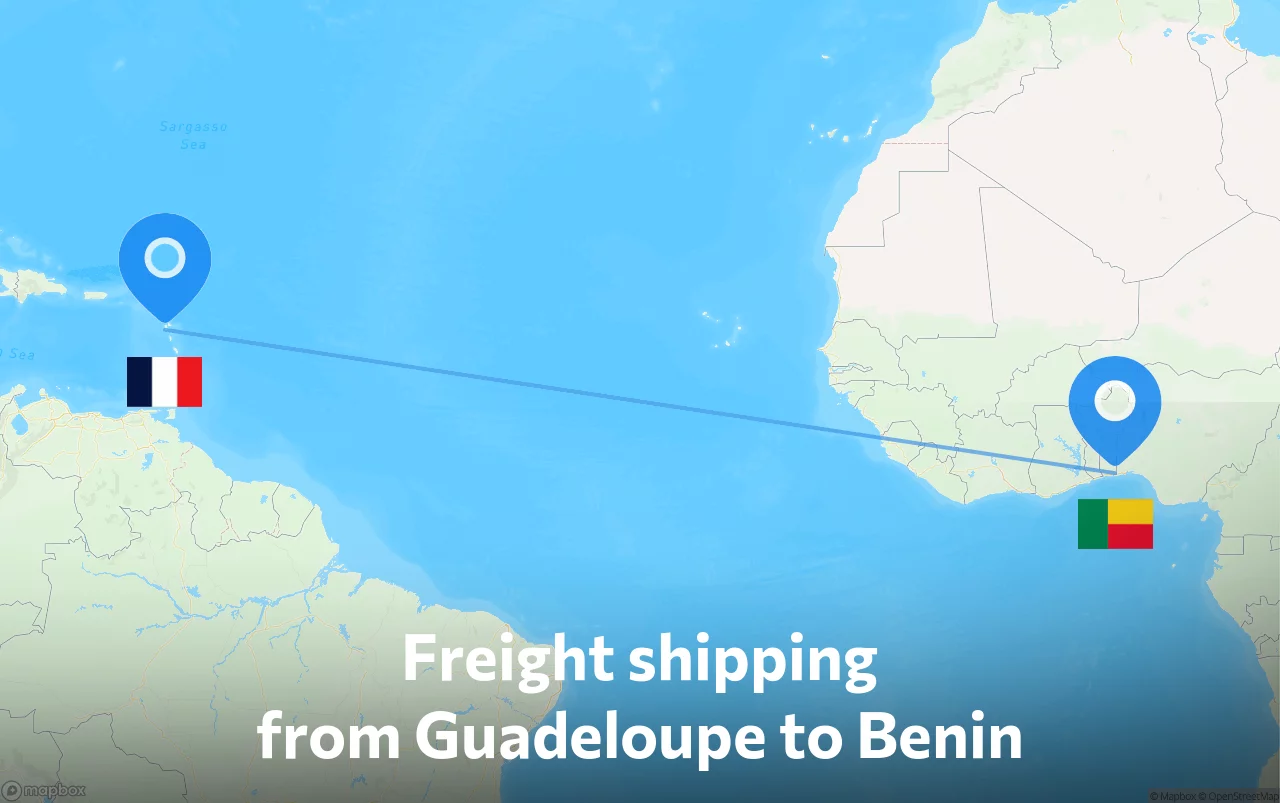 Shipping route from Guadeloupe to Benin