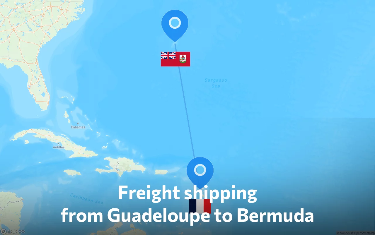 Shipping route from Guadeloupe to Bermuda