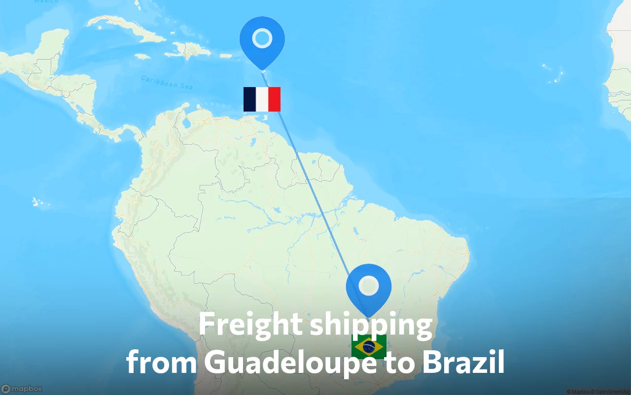 Shipping route from Guadeloupe to Brazil