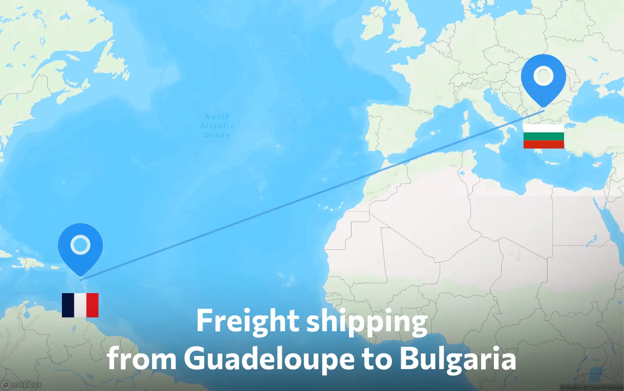 Shipping route from Guadeloupe to Bulgaria