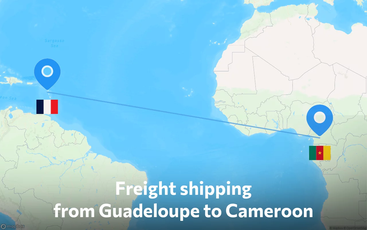 Shipping route from Guadeloupe to Cameroon