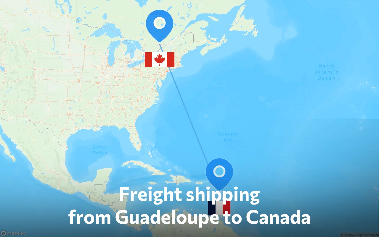 Shipping route from Guadeloupe to Canada
