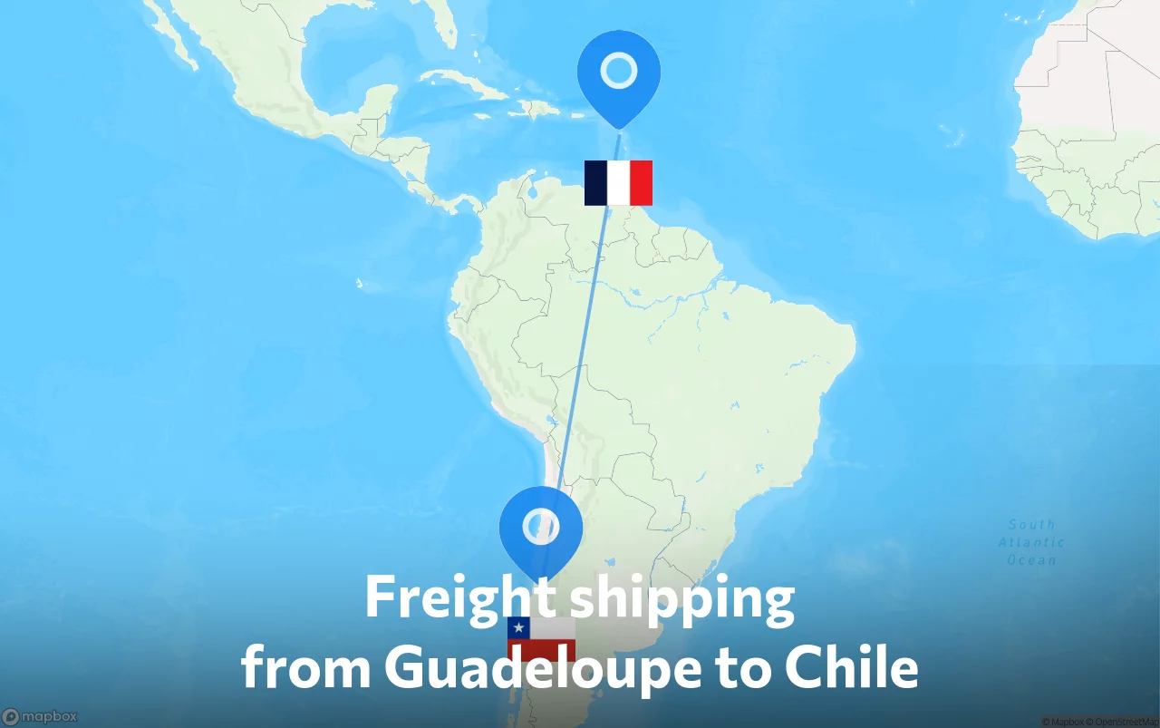 Shipping route from Guadeloupe to Chile