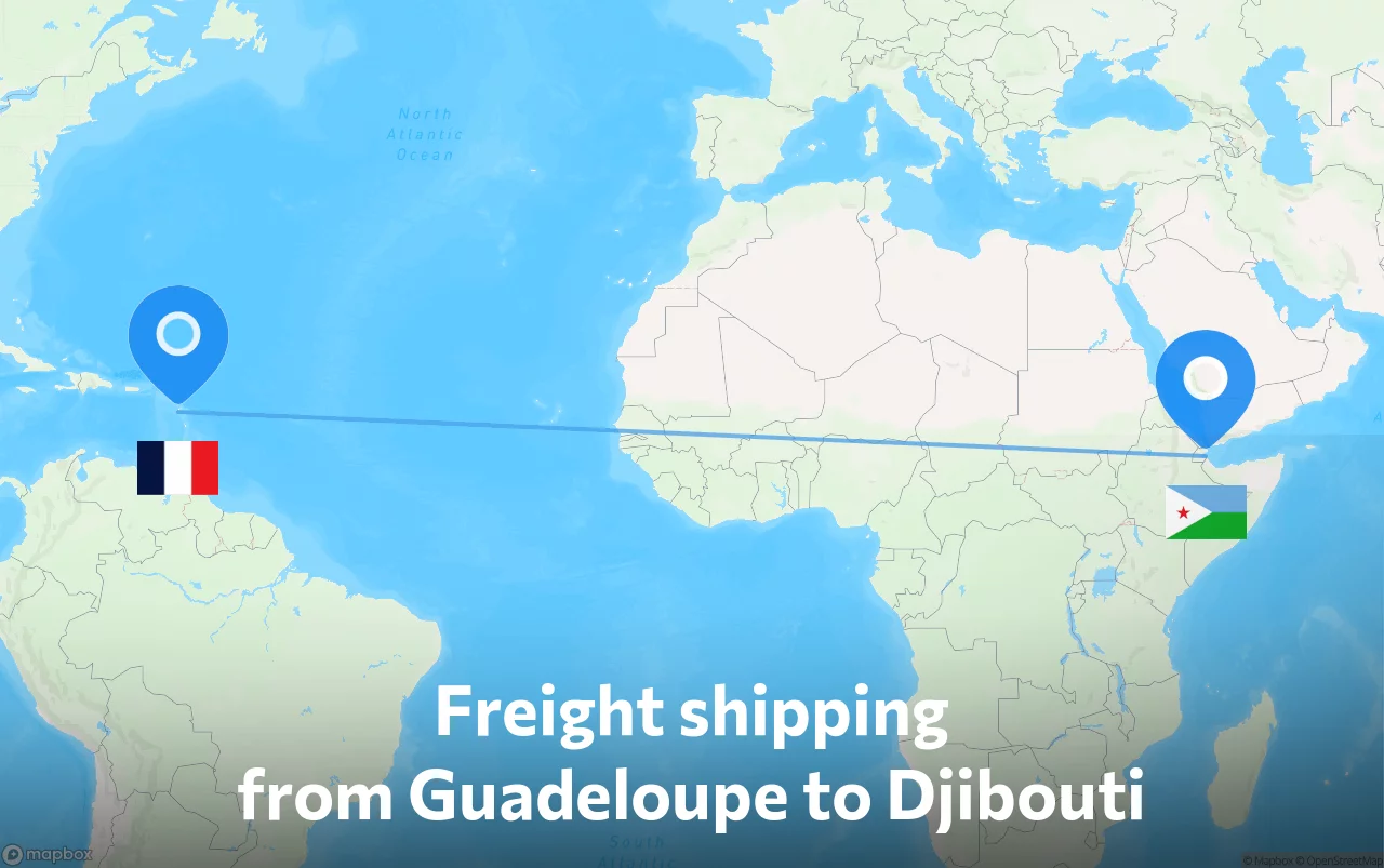 Shipping route from Guadeloupe to Djibouti