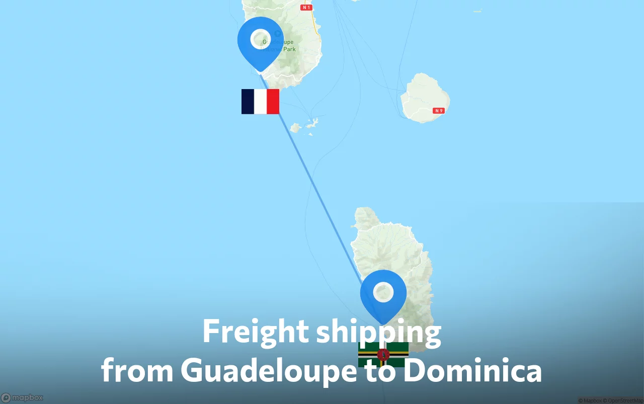 Shipping route from Guadeloupe to Dominica