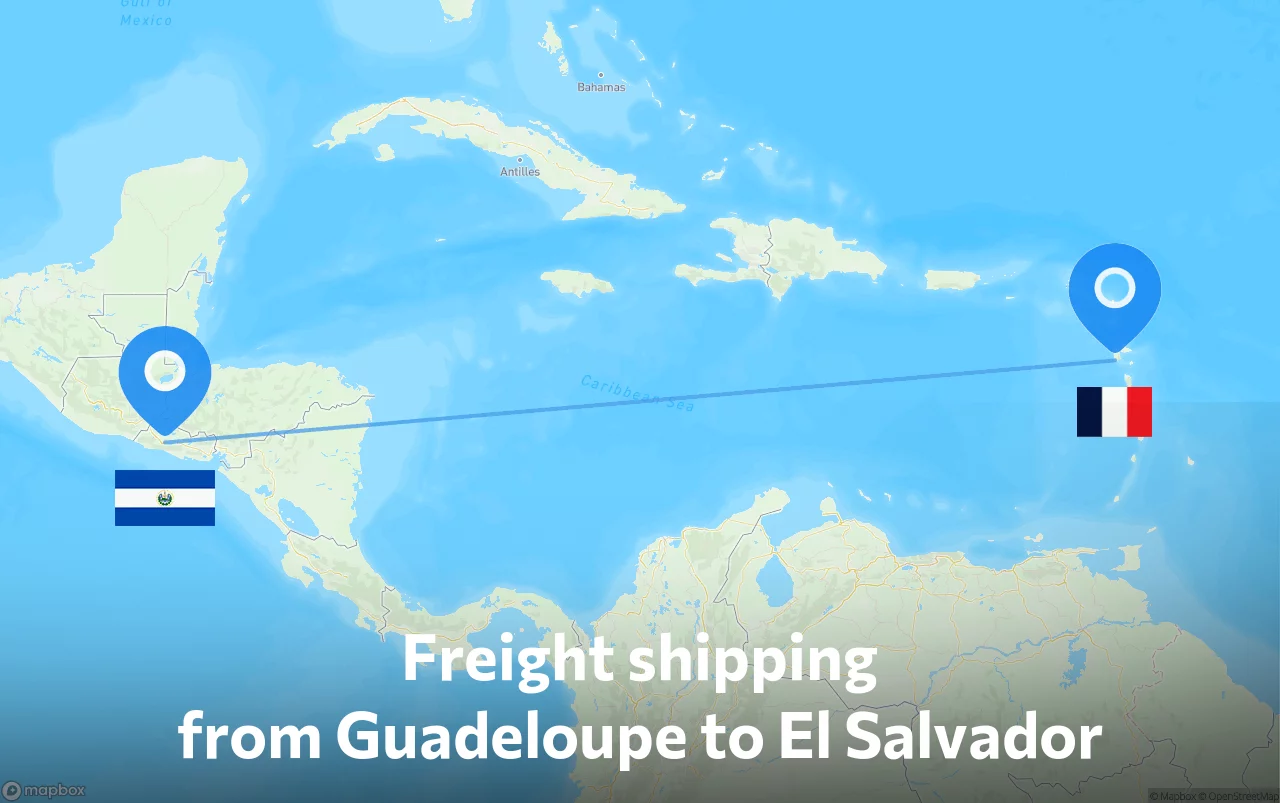 Shipping route from Guadeloupe to El Salvador