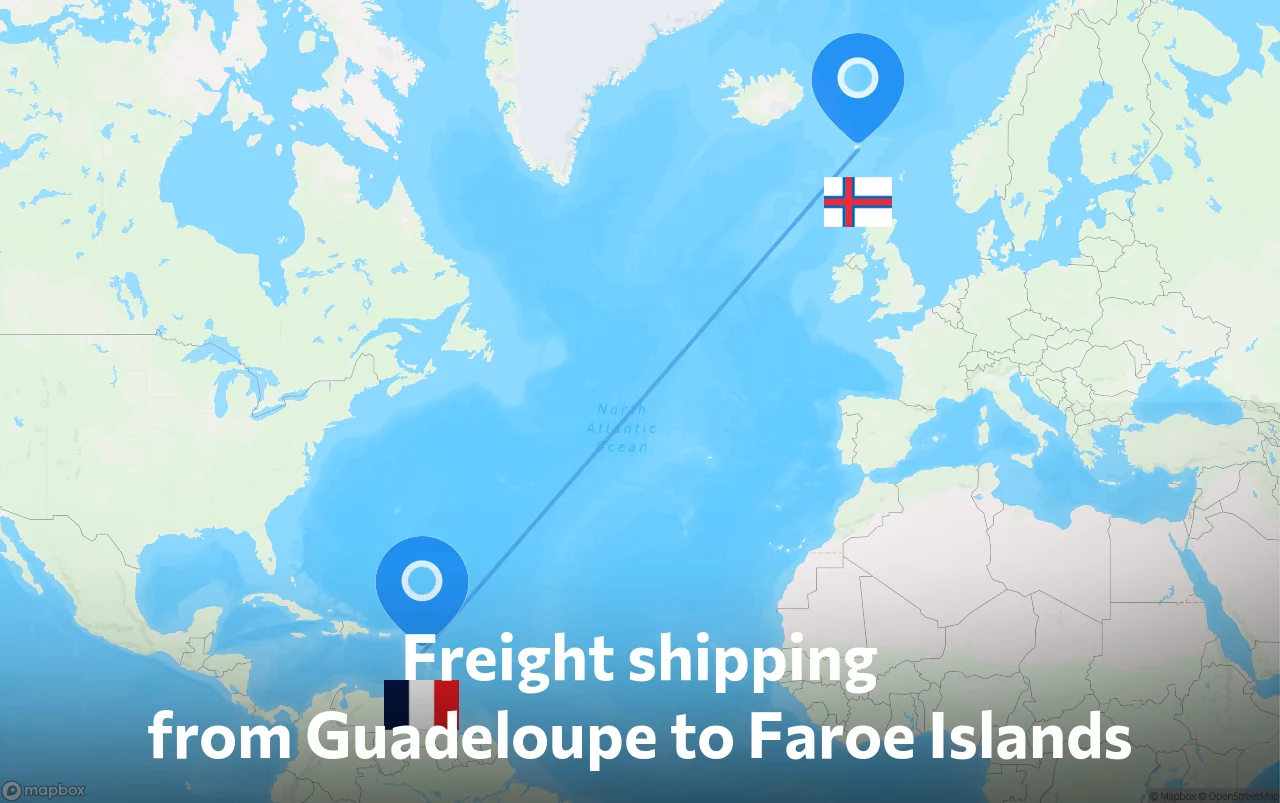 Shipping route from Guadeloupe to Faroe Islands