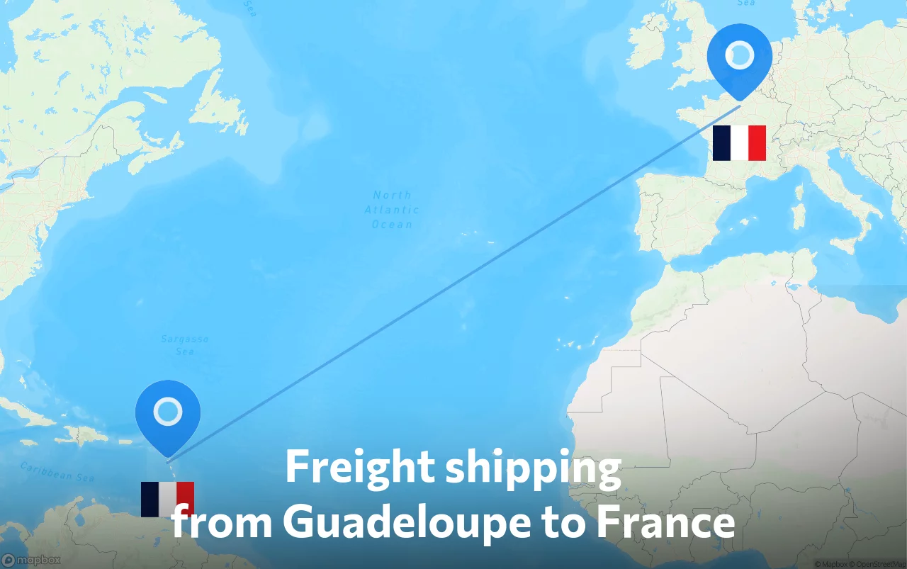 Shipping route from Guadeloupe to France