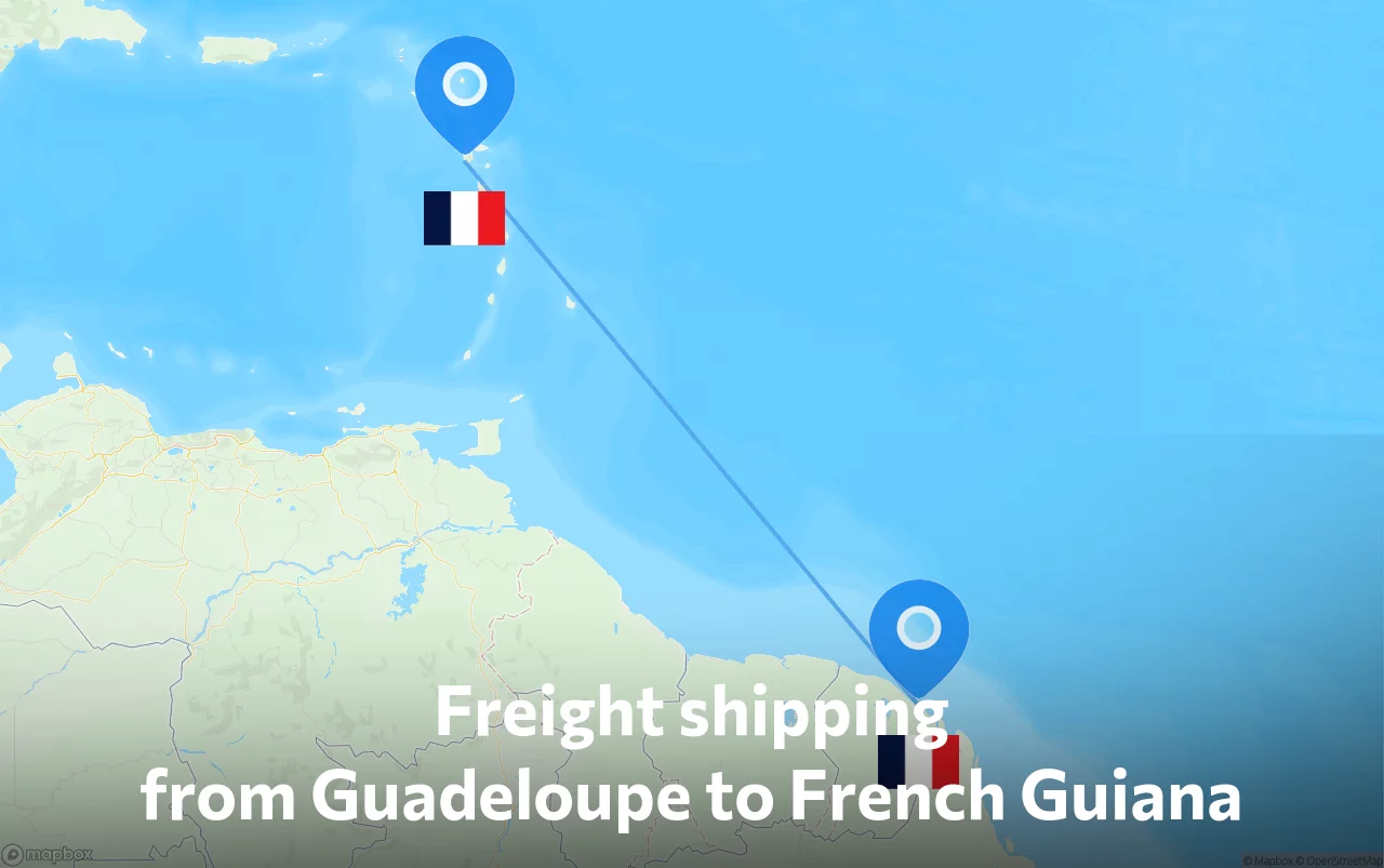 Shipping route from Guadeloupe to French Guiana