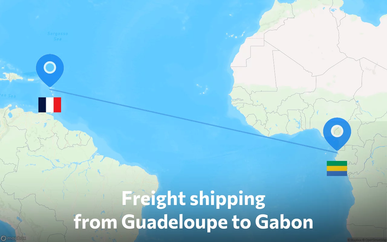 Shipping route from Guadeloupe to Gabon