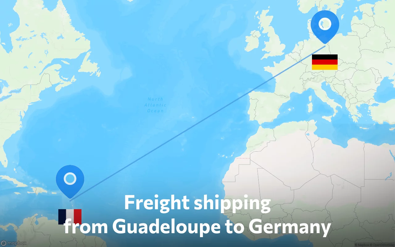 Shipping route from Guadeloupe to Germany