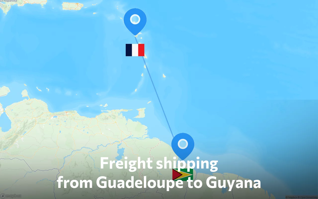 Shipping route from Guadeloupe to Guyana