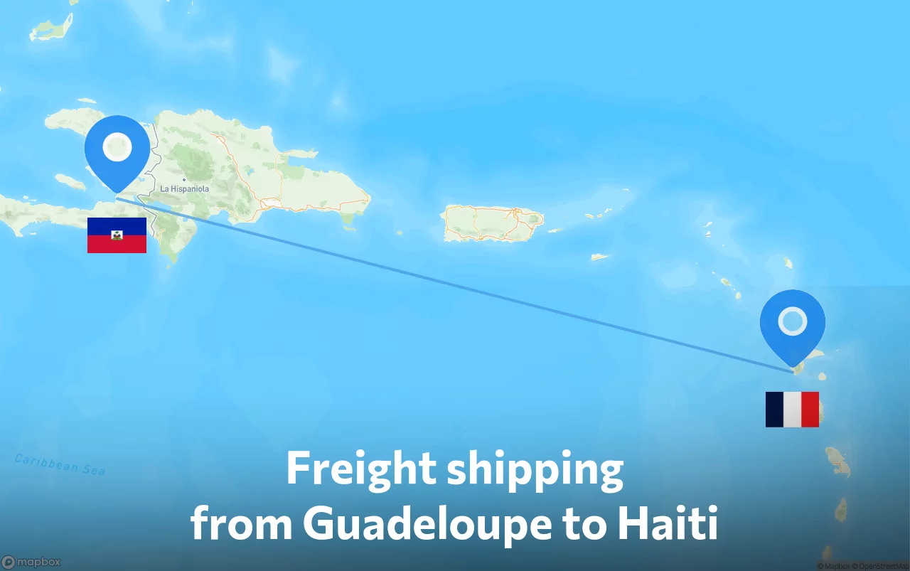 Shipping route from Guadeloupe to Haiti