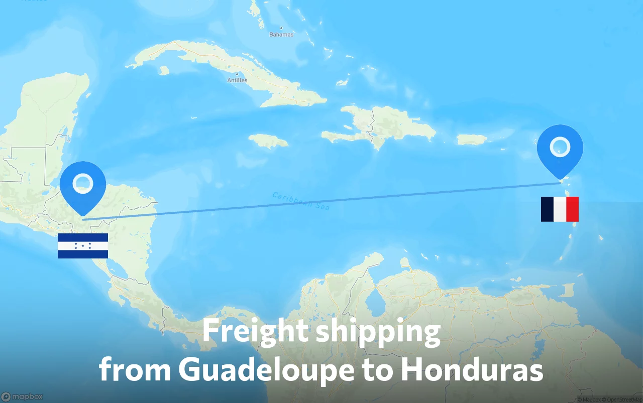 Shipping route from Guadeloupe to Honduras