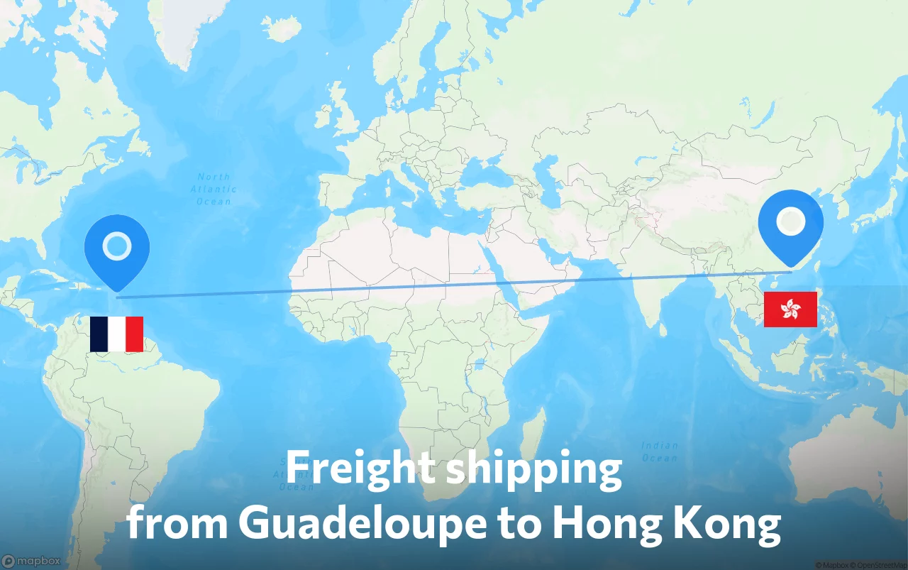 Shipping route from Guadeloupe to Hong Kong