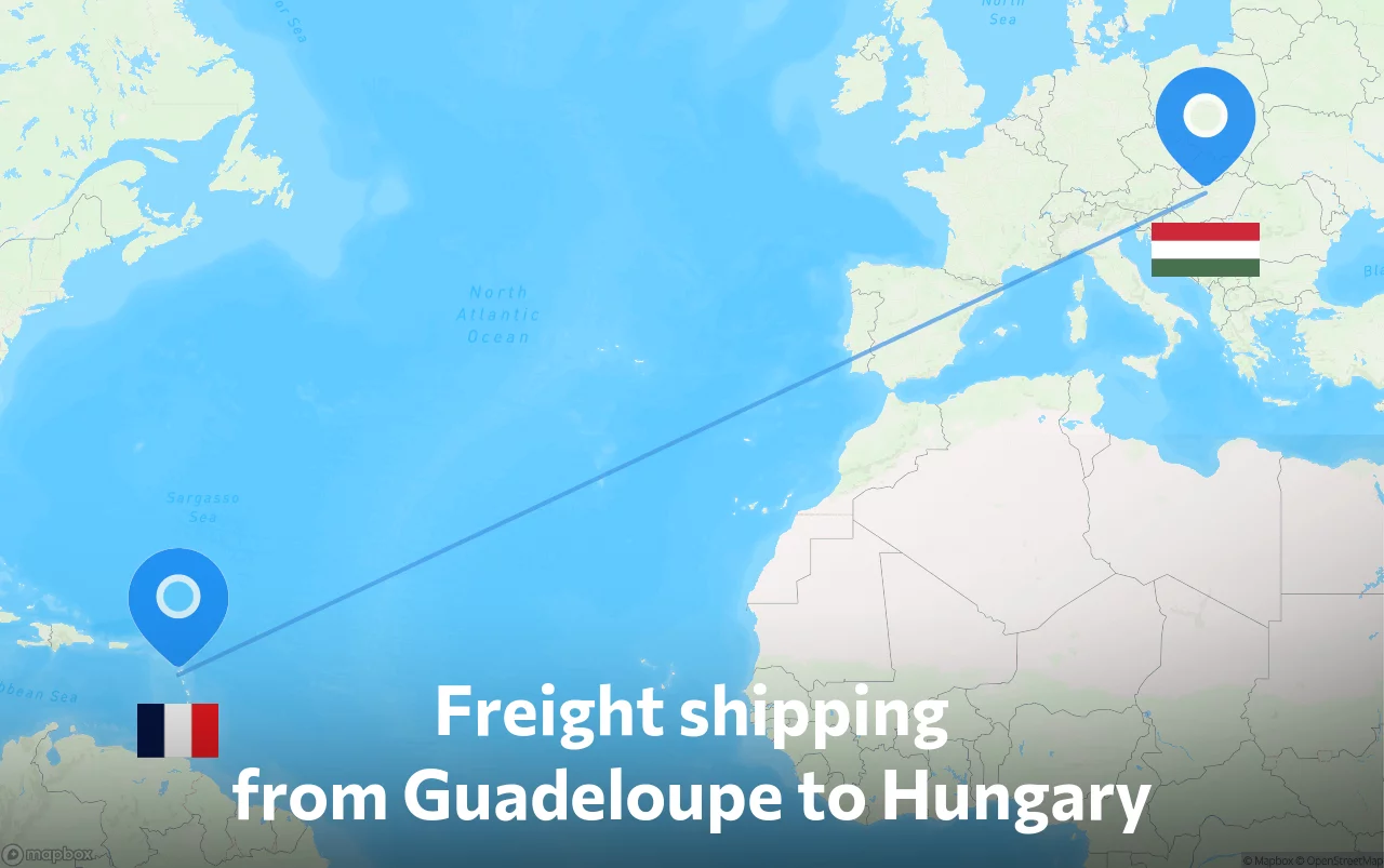 Shipping route from Guadeloupe to Hungary