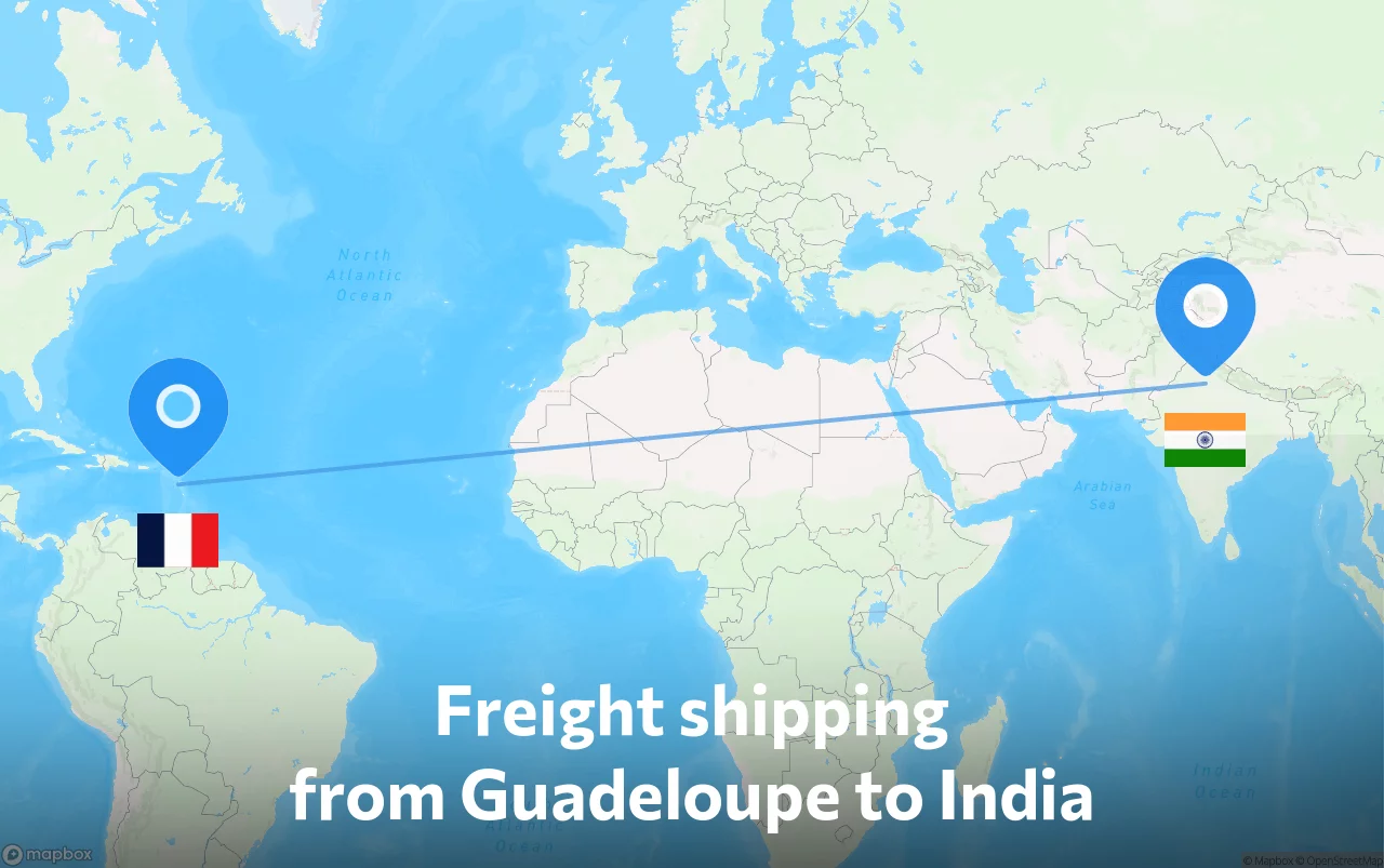 Shipping route from Guadeloupe to India