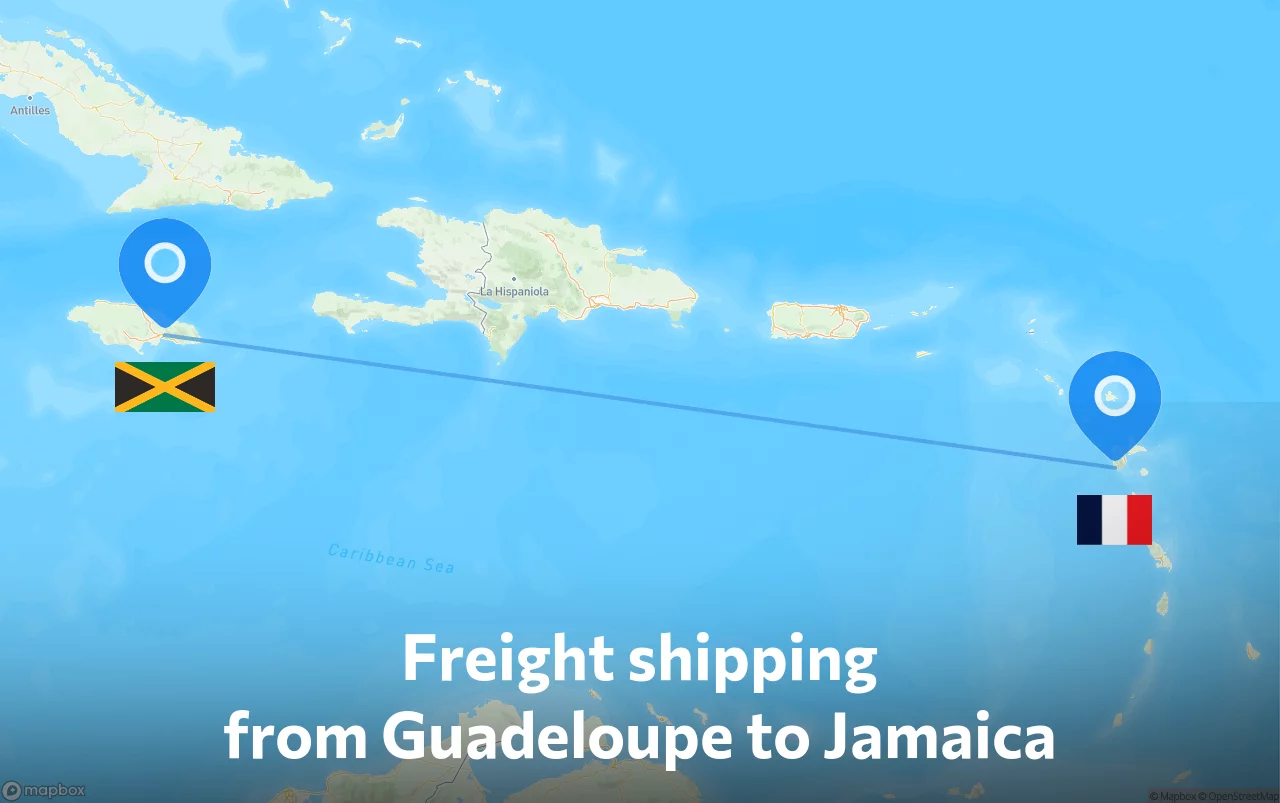 Shipping route from Guadeloupe to Jamaica