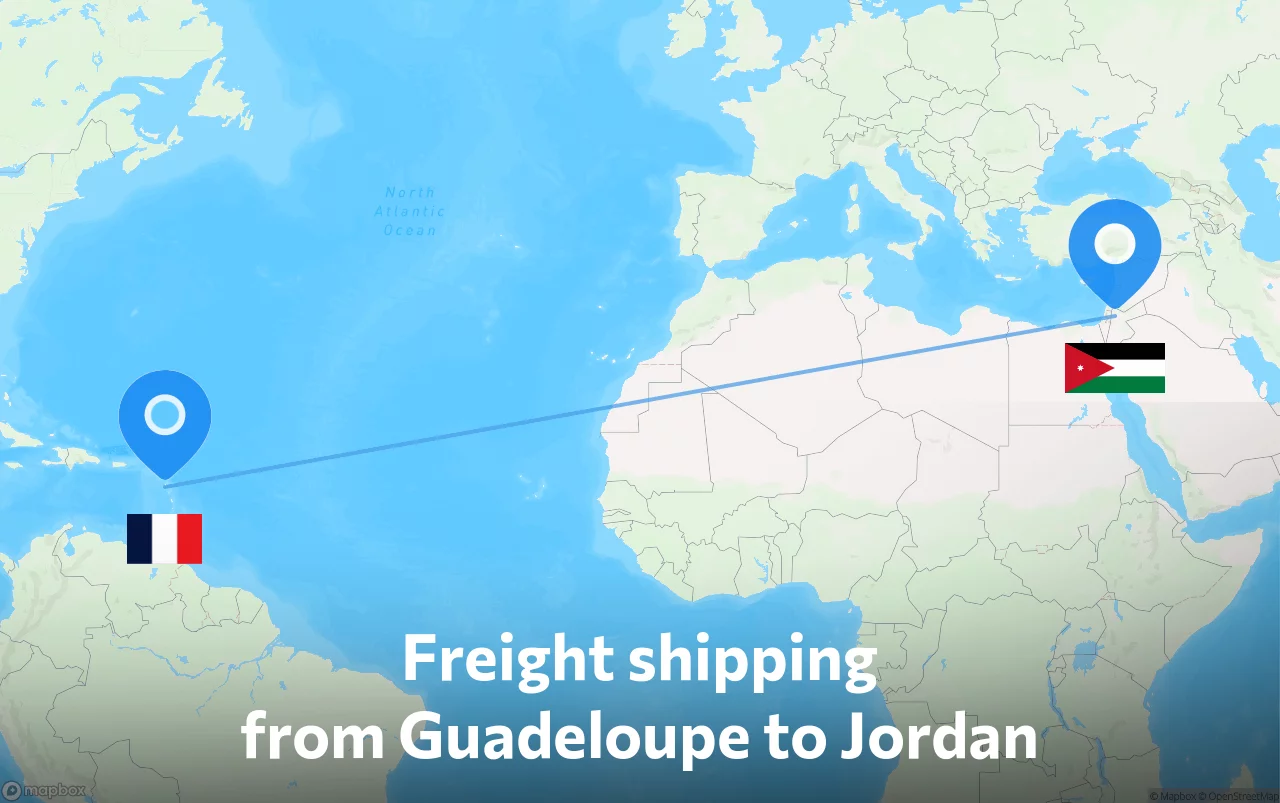 Shipping route from Guadeloupe to Jordan